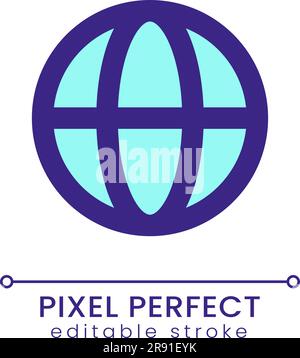 Globe pixel perfect RGB color ui icon Stock Vector