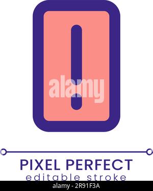Exclamation mark pixel perfect RGB color ui icon Stock Vector