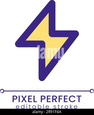 Lightning bolt pixel perfect RGB color ui icon Stock Vector