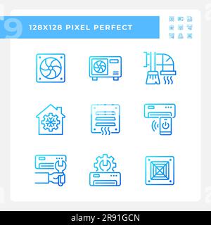 Heating and cooling gradient linear vector icons set Stock Vector