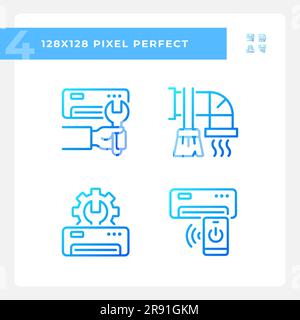 Ac maintenance gradient linear vector icons set Stock Vector