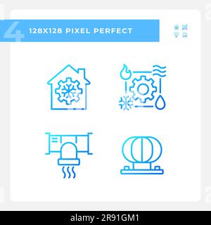 Hvac system gradient linear vector icons set Stock Vector