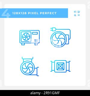 Hvac equipment gradient linear vector icons set Stock Vector