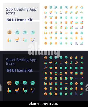 Sport betting app pixel perfect flat gradient color ui icons kit for dark, light mode Stock Vector