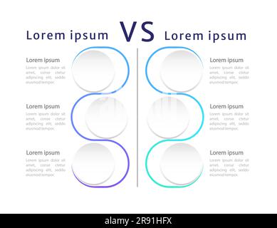 Versus neumorphic circles infographic chart design template Stock Vector