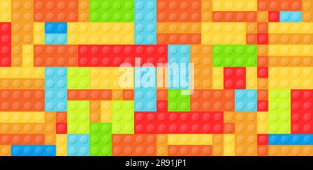 Toy construction blocks background. Colorful plastic toy bricks. Seamless vector background pattern. Stock Vector