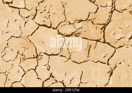 Dried mud surface. Dry soil vector illustration. Global warming concept. Stock Vector