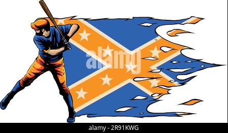 vector illustration of Baseball player with northerner flag Stock Vector