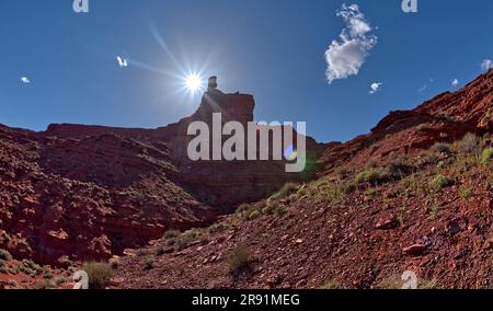 The rock formation called Lady in the Bathtub at Valley of the Gods Utah. It is visible from the main road going thru the valley. Located northwest of Stock Photo