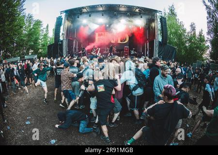 Copenhagen, Denmark. 16th, June 2023. Festival goers attend a live concert with the American band End at the Danish heavy metal festival Copenhell 2023 in Copenhagen. (Photo credit: Gonzales Photo - Peter Troest). Stock Photo