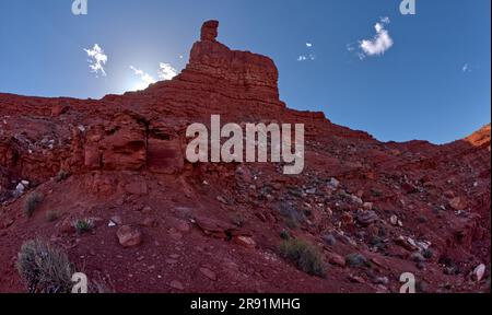 The rock formation called Lady in the Bathtub at Valley of the Gods Utah. It is visible from the main road going thru the valley. Located northwest of Stock Photo