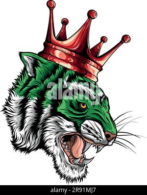 vector illustration of Head of a lion with a crown Stock Vector