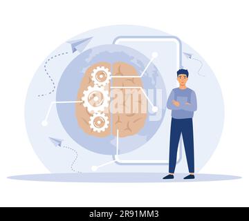 Innovative information technology concept, technological singularity, computer science, machine learning, flat vector modern illustration Stock Vector