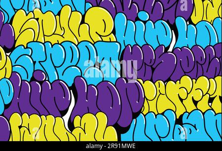 multicolored background, graffiti letters, bright colored inscriptions in the style of graffiti street art Stock Vector