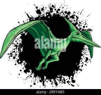 Pteranodon flying dinosaur illustration on white background Stock Vector