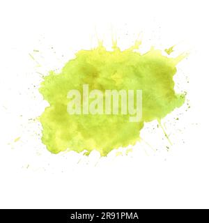 Yellow abstract splashing on paper. Watercolor texture isolated on white background. Illustration for backgrounds of different elements Stock Photo