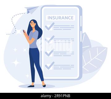 Insurance services, Buy travel insurance online, flat vector modern illustration Stock Vector