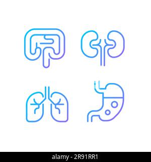 Human organs pixel perfect gradient linear vector icons set Stock Vector