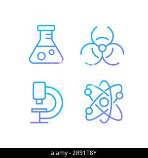 Laboratory research pixel perfect gradient linear vector icons set Stock Vector