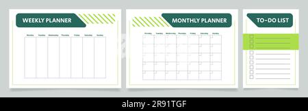 Personal planner worksheet design templates set Stock Vector