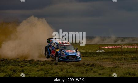 Naivasha, Kenya. 23rd June, 2023. Pierre-Louis Loubet (Fra) Nicolas Gilsoul (Bel), of Ford Puma Rally1 during the M-Sport Ford WRT, Jun 23, 2023 in Naivasha, Kenya Credit: Live Media Publishing Group/Alamy Live News Stock Photo