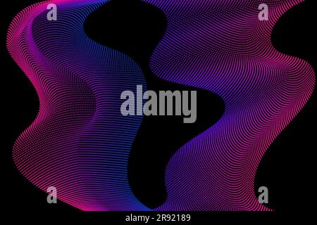 Abstract background from dots and lines intertwining, Fractal texture with gradient, cyber futuristic technology. Musical voice wave diaphragm Stock Vector