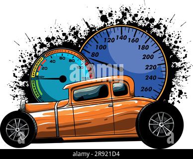 vector illustration of american hot rod car Stock Vector