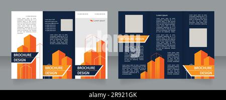 Construction activities investment trifold brochure template design Stock Vector