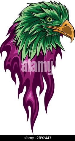 vector illustration of eagle with flames design Stock Vector