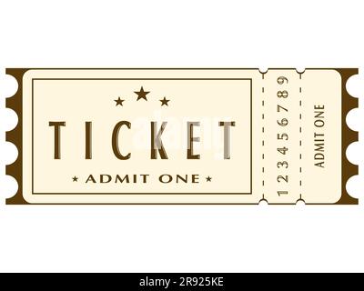 Ticket template vector illustration Design element Retro style Isolated on white background Stock Vector