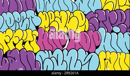 multicolored background, graffiti letters, bright colored inscriptions in the style of graffiti street art Stock Vector