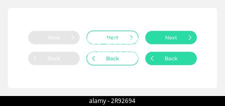 Back and next register buttons UI elements kit Stock Vector
