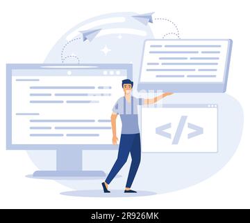 Information storage infrastructure concept, data entry services, business intelligence, flat vector modern illustration Stock Vector