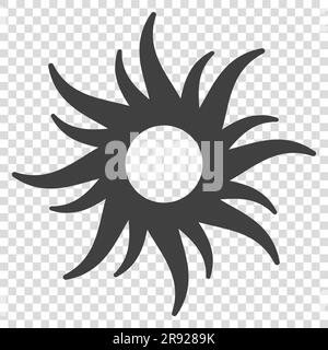Sun in silhouette Tribal flaming abstract pattern  Vector illustration Isolated on transparent background Stock Vector