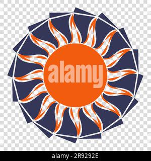 Mosaic sun Vector illustration Isolated on transparent background Stock Vector