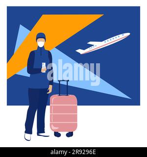 Time to travel concept Business trip banner Travel during pandemic Information board template Vector illustration Stock Vector