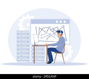 Information storage infrastructure concept, big data visualization, business intelligence, flat vector modern illustration Stock Vector