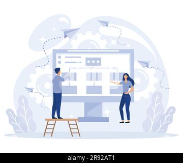 Software development concept, information architecture, usability engineering, web design, flat vector modern illustration Stock Vector