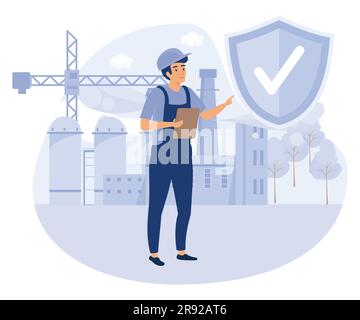 Working environment concept, workplace safety, workplace assessment, flat vector modern illustration Stock Vector