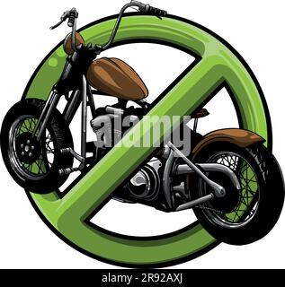 vector illustration of no motorcyle symbol on white background Stock Vector