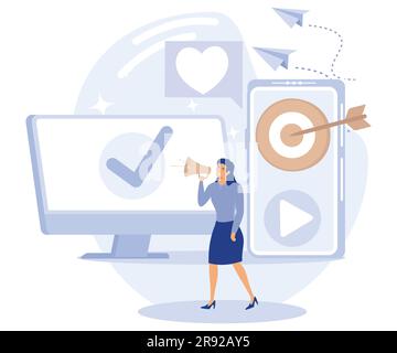 Online retail concept, app monetization, multi-device targeting, buy and sell products, startup launch, mobile user, flat vector modern illustration Stock Vector