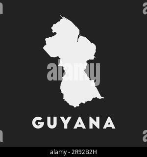 Guyana icon. Country map on dark background. Stylish Guyana map with country name. Vector illustration. Stock Vector