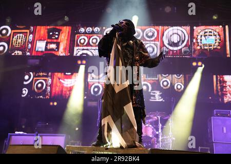 Pilton, Somerset, UK. 22nd June 2023. Skindred performing on the Truth Stage, Glastonbury Festival 2023 Credit: Scott Gouldsbrough/Alamy Live News Stock Photo