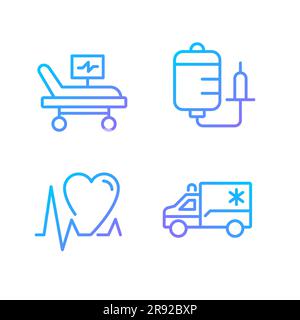 Emergency procedures pixel perfect gradient linear vector icons set Stock Vector