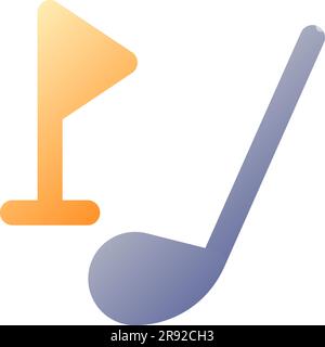 Golf driver and cup tag pixel perfect flat gradient color ui icon Stock Vector