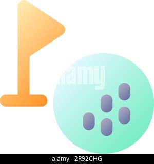 Golf ball and cup tag pixel perfect flat gradient color ui icon Stock Vector