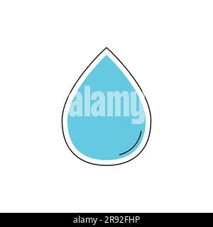 Water drop in retro groove style on white backdrop. Daily water tracker. Drinking enough water, hydration challenge. Stock Vector