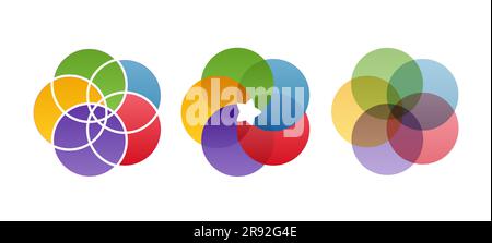 Venn colorful diagrams set Stock Vector