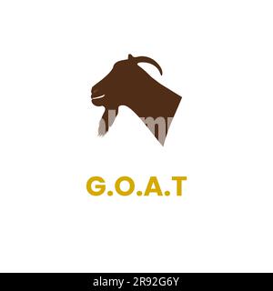 The Greatest of All Time (GOAT) sign vector with goat silhoutte isolated design. Stock Vector