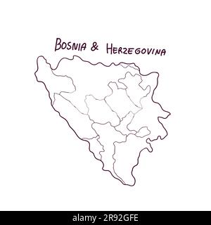 Hand Drawn Doodle Map Of Bosnia Dan Herzegovina. Vector Illustration Stock Vector